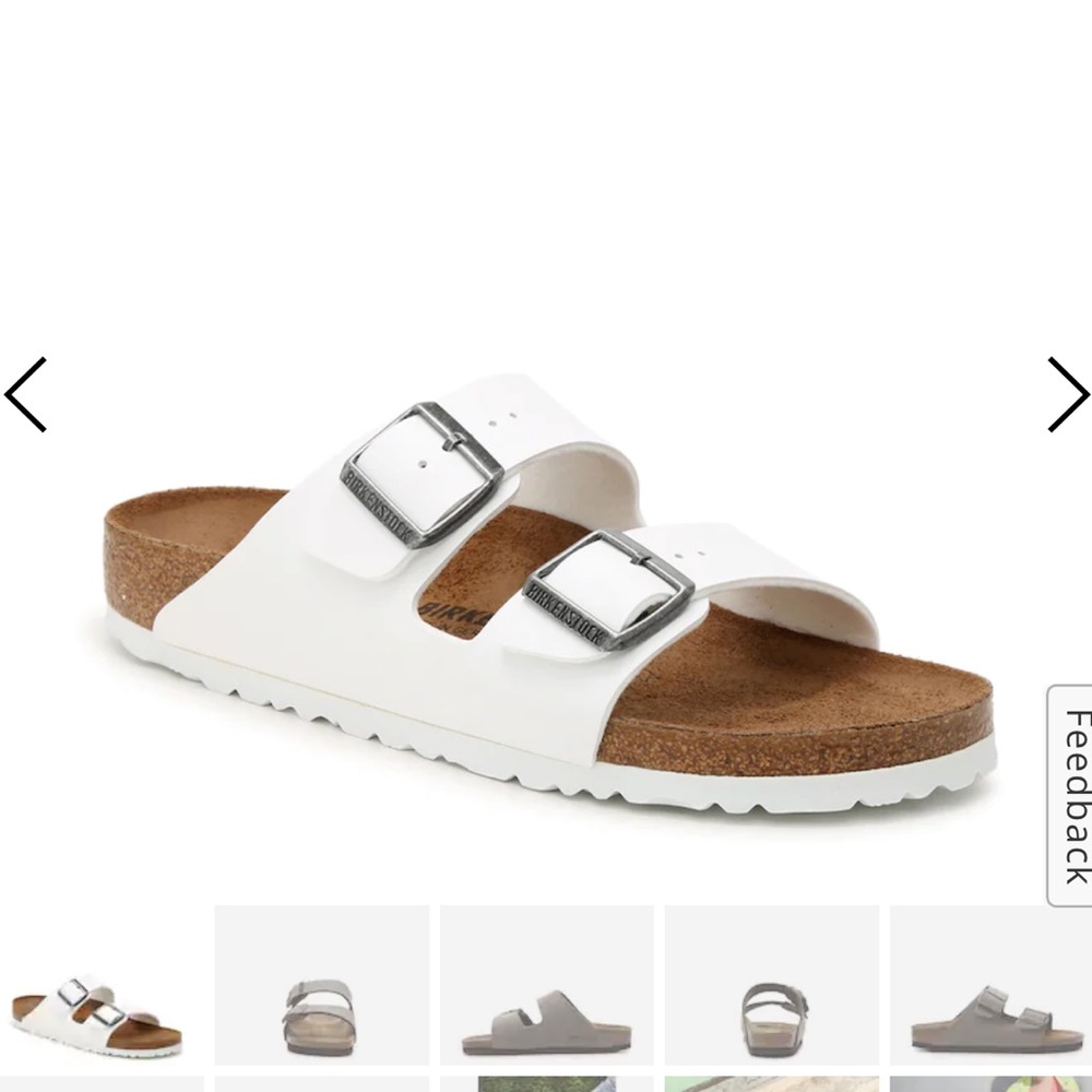 White Birkenstock sandals